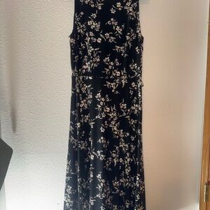Ralph Lauren Black and White Floral Midi Dress